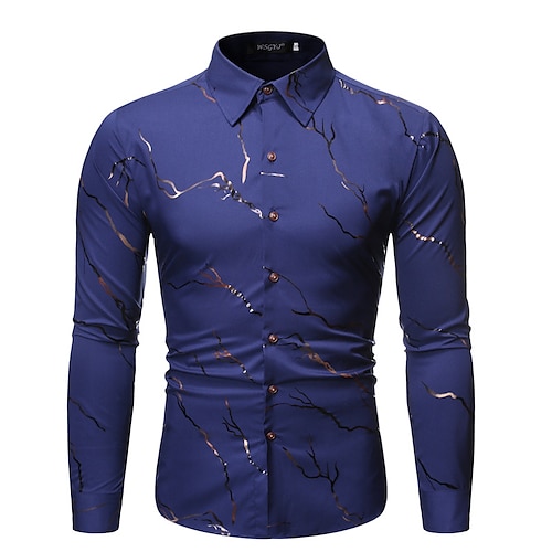 

Men's Vintage Shirt Regular Fit Long Sleeve Square Neck Printing Cotton Blend Black Burgundy Navy Blue 2022