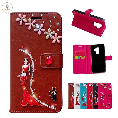 

telefon Etui Til Samsung Galaxy Tegnebogskortetui S23 S22 S21 S20 Plus Ultra Note 20 10 Støddæmperramme Vend Magnetisk Tegneserie Krystal diamant TPU PU Læder