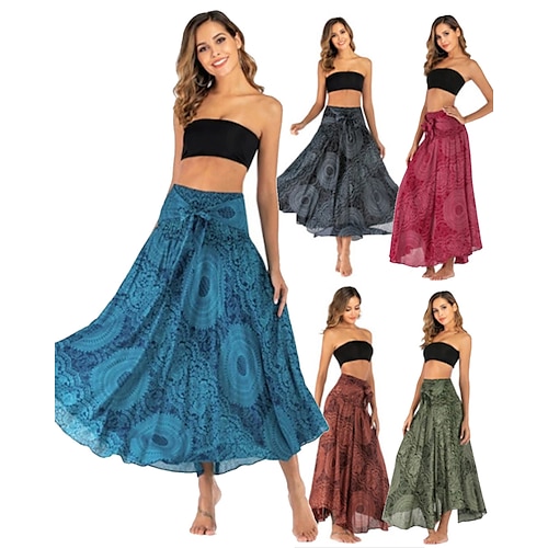 

Women's Yoga Skirt Yoga Fitness Gym Workout Bottoms Graphic Black Green Orange Sports Activewear Loose / Casual / Athleisure