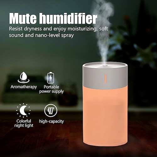 

Portable 260ml Air Humidifier Mini Aroma Oil Diffuser USB Cool Mist Sprayer with Colorful Soft Night Light for Home Car Purifier