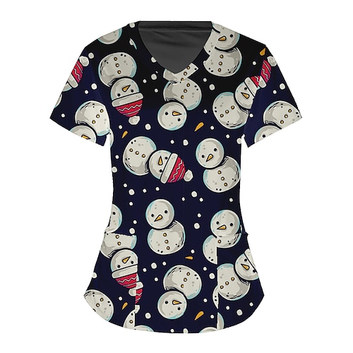 

Snowman Masquerade T-shirt Women's Christmas Christmas Carnival Masquerade Adults' Christmas Vacation Polyester Top