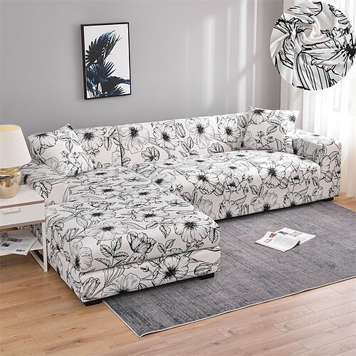 

Stretch Sofa Cover Slipcover with Seat Cover Elastic Sectional Couch Armchair Loveseat 4 Or 3 Seater L Shape Soft Durable Washable