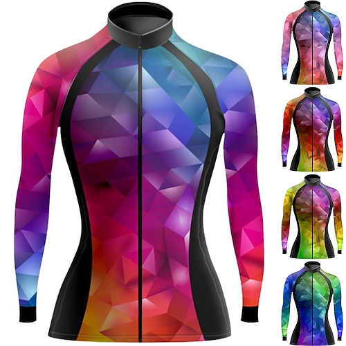 

21Grams Women's Cycling Jersey Long Sleeve Bike Top with 3 Rear Pockets Mountain Bike MTB Road Bike Cycling Breathable Quick Dry Moisture Wicking Reflective Strips Purple Yellow Rosy Pink Spandex