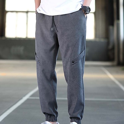 

Men's Sweatpants Trousers Pocket Drawstring Elastic Waist Solid Colored Daily Holiday Streetwear Stylish Black Grey Micro-elastic