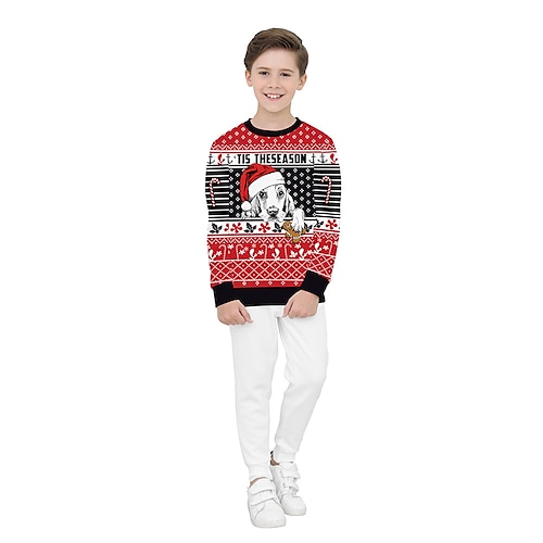 

amazon cross-border new foreign trade christmas children's round neck sweater 3d digital printing fake two children's tops for men