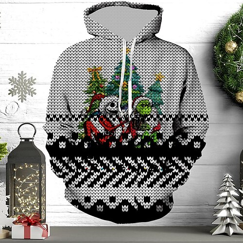 

Men's Pullover Hoodie Sweatshirt Gray Hooded Graphic Prints Print Daily Sports 3D Print Basic Streetwear Casual Spring & Fall Clothing Apparel Hoodies Sweatshirts Long Sleeve