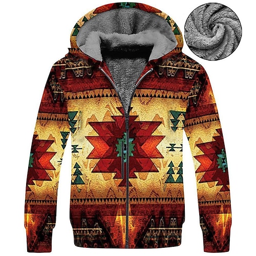 

Hombre Chaqueta de lana Sudadera con capucha y cremallera completa Sudadera con capucha de lana Chaqueta de sherpa Sudaderas con capucha gruesas Marrón Con Capucha Estampados Cremallera Estampado