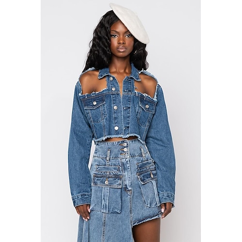 

independent station aliexpress ebay amazon new sexy hole strapless denim jacket women