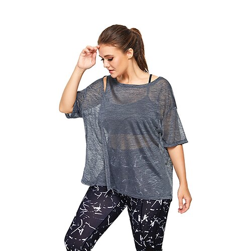 

Oversized Women's Slim Fit Running Fast Drying T-shirt Elastic Sports Short Sleeve Breathable Tight Running Fitness Yoga Suit