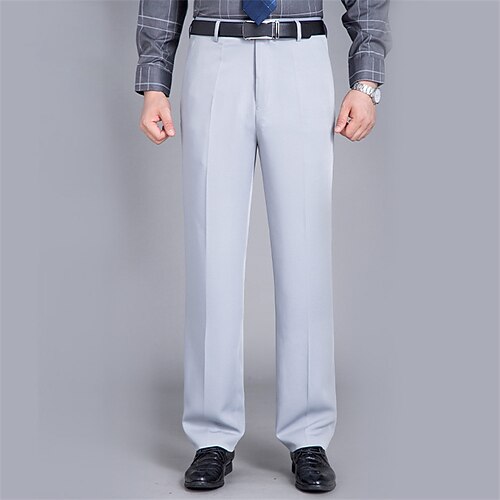 

Men's Dress Pants Trousers Casual Pants Pocket Solid Color Comfort Breathable Business Casual Daily Cotton Blend Retro Vintage Formal Gray Green Black Stretchy