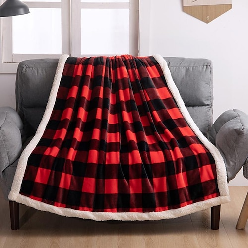 

Blankets & Throws, Plaid / Check Flannel Toison Warmer Soft Comfy Blankets