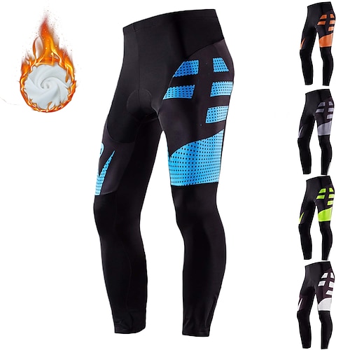 

Men's Cycling Tights Bike Bottoms Winter Mountain Bike MTB Road Bike Cycling Sports Thermal Warm 3D Pad Cycling Breathable Black Green Fleece Spandex Clothing Apparel Bike Wear