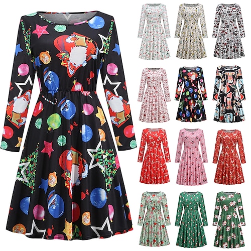 

Santa Suit Vintage Christmas flare Vintage Dress Dailywear Christmas Dress A-Line Dress Women's Costume Vintage Cosplay Christmas Gifts Christmas Dress Long Sleeve Above Knee A-Line Dress Christmas