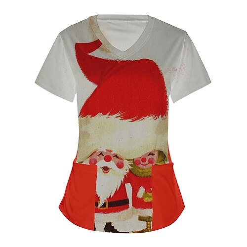 

Santa Claus Masquerade T-shirt Women's Christmas Christmas Carnival Masquerade Adults' Christmas Vacation Polyester Top