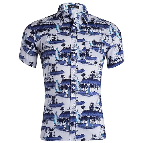 

Men's Shirt Summer Hawaiian Shirt Button Up Shirt Graphic Turndown Blue-Green Yellow Blue / White WhiteWhite Blue / White Daily Holiday Short Sleeve Button-Down Clothing Apparel Fashion Simple Casual