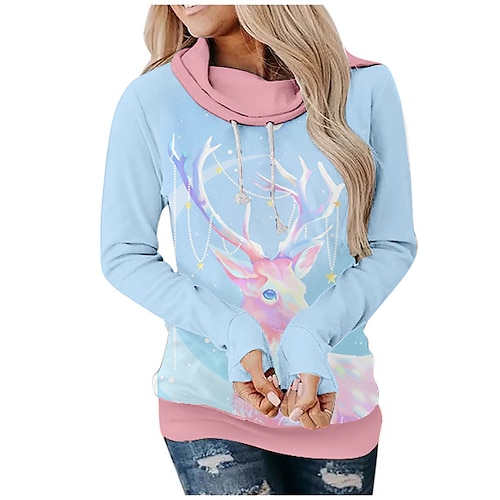 

Reindeer Masquerade Hoodie Women's Christmas Christmas Carnival Masquerade Adults' Christmas Vacation Polyester Top