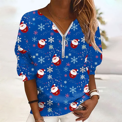 

Women's Sweatshirt Pullover Streetwear Zipper Green Black Blue Christmas Tree Snowflake Gnome Christmas Round Neck Long Sleeve S M L XL 2XL 3XL