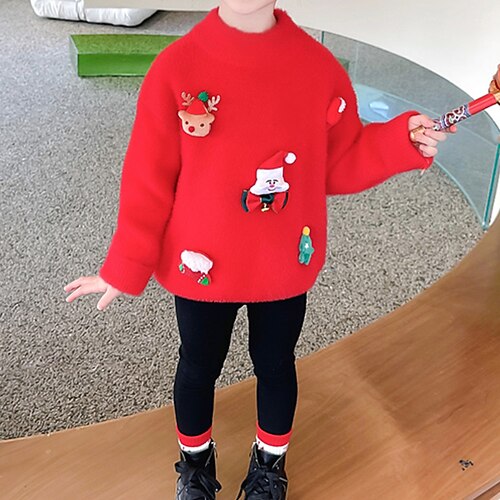 

Toddler Girls' Sweater Ugly School Long Sleeve Fashion 3-7 Years Winter Red