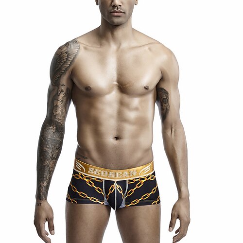 

Men's Basic Panties Boxers Underwear Briefs 1 PC Underwear Fashion Simple Comfort Color Block Low Waist Touch of Sensation Comfort Black M L XL