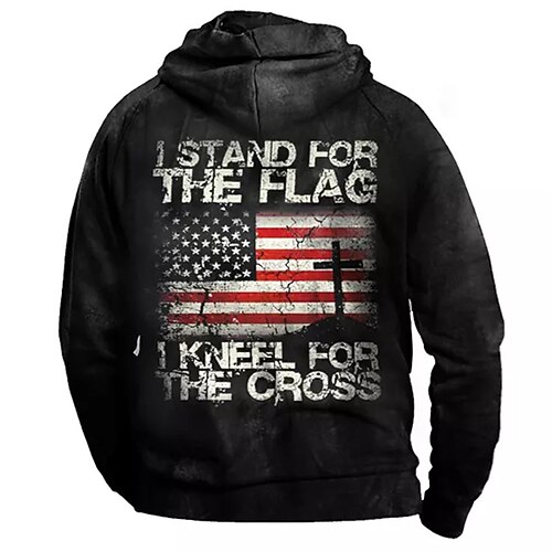 

Men's Pullover Full Zip Hoodie Black Hooded Graphic Prints National Flag Zipper Print Casual Daily Sports 3D Print Basic Streetwear Designer Spring Fall Clothing Apparel Hoodies Sweatshirts