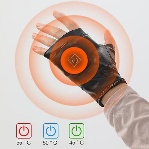

Electric Heating Half Finger Gloves Winter Thermal Soft Heated Gloves Windproof Rechargeable USB Hand Warmer For Men Women Office Home Gaming Cycling Driving