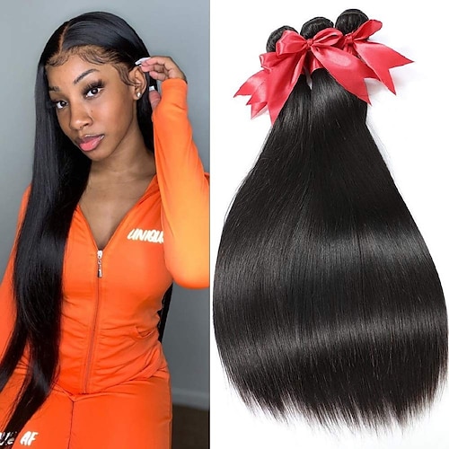 

10A Brazilian Straight Hair Bundles (20 22 24) Virgin Human Hair 3 Bundles Straight Hair Extensions Weave Hair Human Bundles 100% Unprocessed Virgin Hair Bundles