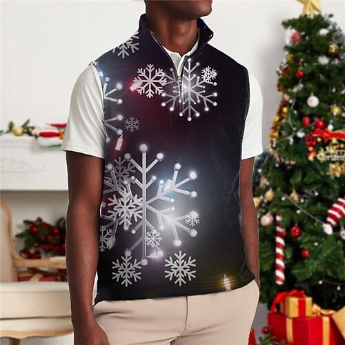 

Men's Polo Shirt Golf Shirt Graphic Prints Snowflake V Neck Black 3D Print Christmas Street Short Sleeves Print Clothing Apparel Fashion Designer Casual Breathable