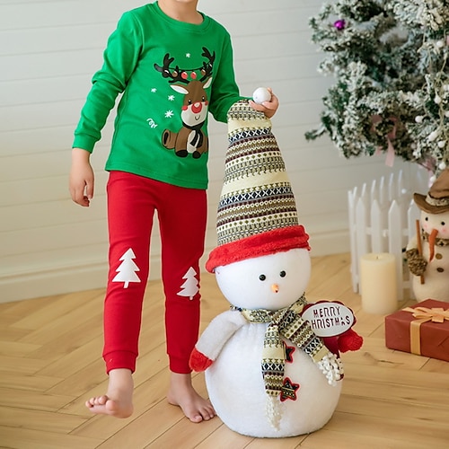 

Toddler Boys 2 Pieces Ugly Christmas T-shirt & Pants Pajama Set Long Sleeve Green Red Santa Claus Christmas Tree Winter Fall Adorable Home 7-13 Years