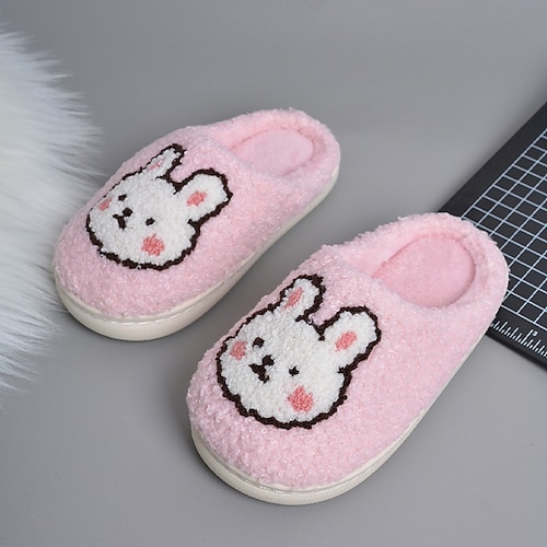 

Girls' Slippers & Flip-Flops Daily Casual Fluff Lining Polyester Slippers Little Kids(4-7ys) Casual Daily Indoor Rabbit Rosy Pink Fuchsia Winter Fall