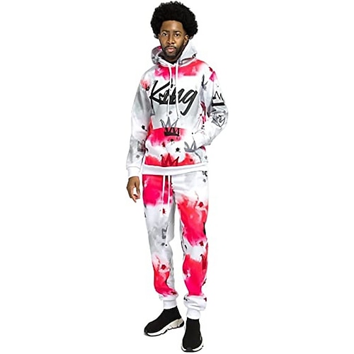 

Men's Tracksuit Hoodies Set Purple Orange Red Hooded Graphic Tie Dye 2 Piece Print Sports Outdoor Casual Sports 3D Print Basic Streetwear Designer Fall Spring Clothing Apparel King Hoodies