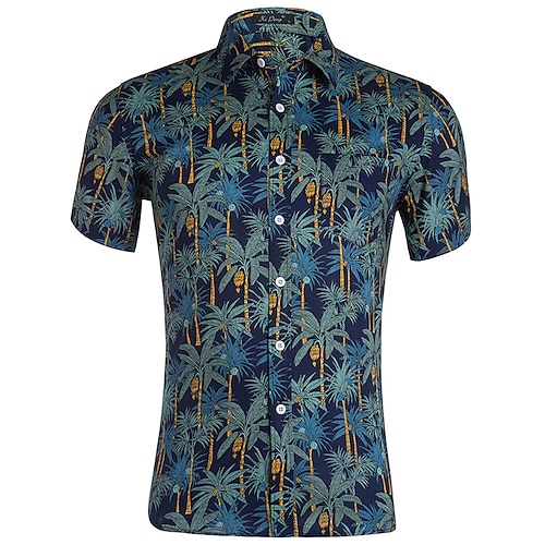 

Men's Shirt Summer Hawaiian Shirt Graphic Turndown Sea Blue Green Black Blue Blue / White Daily Holiday Short Sleeve Button-Down Clothing Apparel Fashion Simple Casual