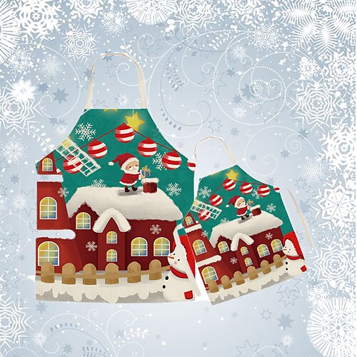 

Christmas Aprons Mommy and Me Graphic Santa Claus Christmas pattern Christmas Gifts Print Green Cute Matching Outfits / Fall / Spring / Sweet