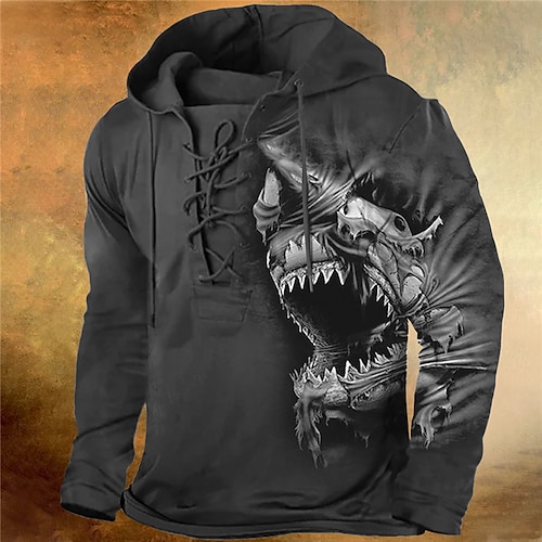 

Men's Pullover Hoodie Sweatshirt Pullover Green Blue Brown Gray Hooded Animal Graphic Prints Lace up Print Casual Daily Sports 3D Print Basic Streetwear Designer Spring Fall Clothing Apparel