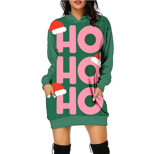 

letter Christmas Hat Masquerade Hoodie Women's Christmas Christmas Carnival Masquerade Adults' Christmas New Year Eve Polyester Top