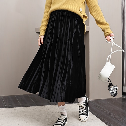 

Kids Girls' Skirt Solid Color Active Outdoor 7-13 Years Winter Black Blue Pink