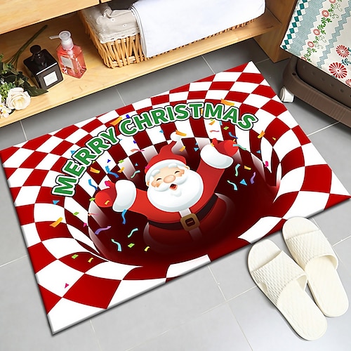 

Christmas 3D Festive Floor Mat Carpet Door Mat Bedroom Full Covering Decorative Carpet Coffee Table Living Room Santa Claus Mat
