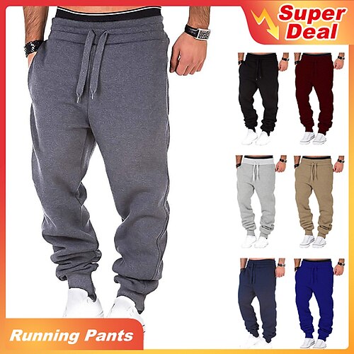 

Men's Joggers Sweatpants Pocket Drawstring Bottoms Outdoor Athleisure Winter Spandex Breathable Moisture Wicking Soft Running Walking Jogging Sportswear Activewear Solid Colored Dark Grey Burgundy