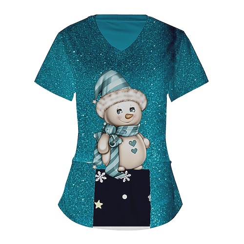 

Snowman Masquerade T-shirt Women's Christmas Christmas Carnival Masquerade Adults' Christmas Vacation Polyester Top