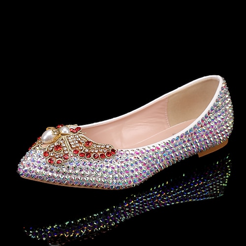 

Women's Wedding Shoes Wedding Party Dress Shoes Glitter Crystal Sequined Jeweled Wedding Flats Rhinestone Crystal Bowknot Flat Heel Pointed Toe Vintage Sexy Minimalism Synthetics Loafer Polka Dot