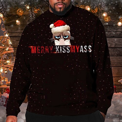 

Men's Plus Size Pullover Sweatshirt Big and Tall Graphic Crew Neck Long Sleeve Spring & Fall Basic Fashion Streetwear Comfortable Christmas Casual Tops