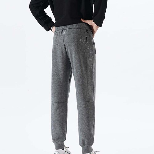 

Men's Sweatpants Trousers Pocket Drawstring Elastic Waist Letter Daily Holiday 100% Cotton Basic Streetwear Black Grey Micro-elastic