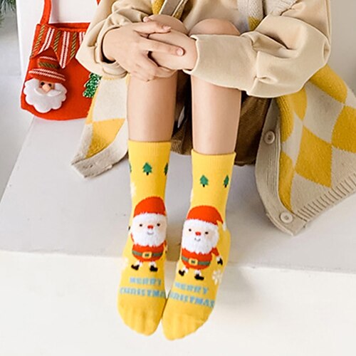 

Toddler Unisex Christmas Socks Green Yellow Light Blue Jacquard Winter Fall Cute