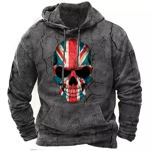 

Herren Hoodie Sweatshirt Kapuze Schwarz Grau Mit Kapuze Totenkopf Motiv Grafik-Drucke Bedruckt Täglich Sport 3D-Druck Basic Strassenmode Designer Frühling Herbst Bekleidung Kapuzenpullover