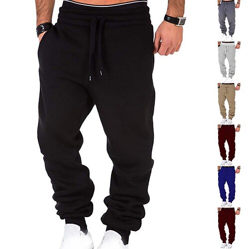 

Men's Joggers Sweatpants Drawstring Bottoms Breathable Soft Sweat wicking Fitness Gym Workout Performance Sportswear Activewear Solid Colored Dark Grey Black Wine / Micro-elastic