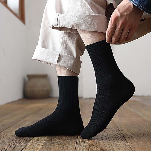 

Men's 3 Pairs Socks Crew Socks Casual Socks Fashion Comfort Cotton Solid Colored Warm Winter Black Light gray Dark Gray