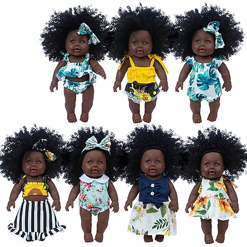 

12 inch American Girl Rebirth Doll Imitation Baby Doll African Black Doll Toy Enamel Doll