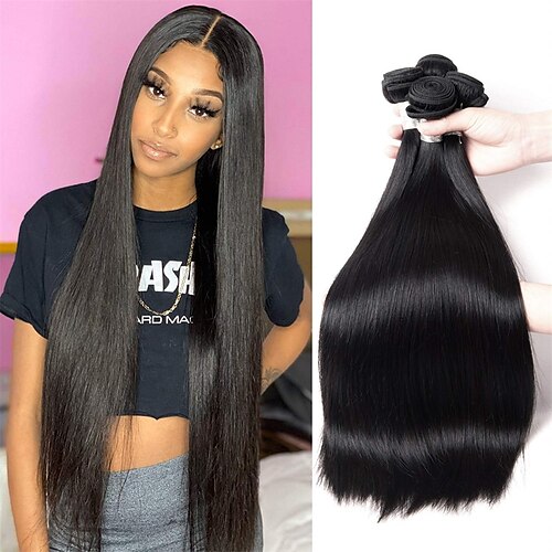 

Brazilian Straight Hair Bundles 100% Human Hair Straight Bundles (16.18.20) 10A Unprocessed Virgin Hair Straight Weave Hair Human Bundles