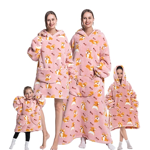 

Crianças Adulto Cobertor com capuz grande Cobertor vestível com bolso Corgi Animal Pijamas Macacão Flanela Cosplay Para Homens Mulheres Para Meninos Natal Pijamas Animais desenho animado Festival