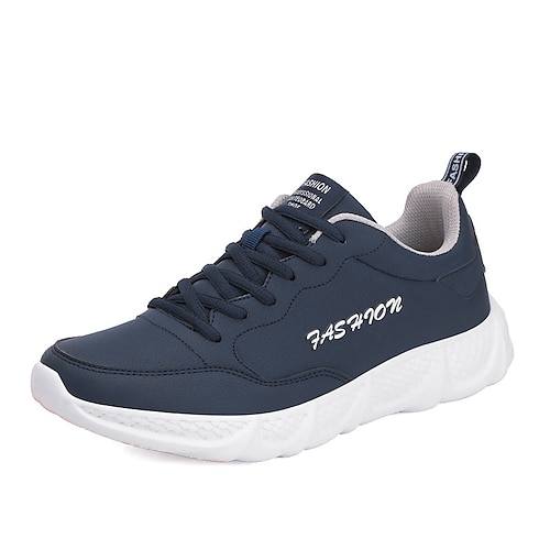 

Men's Sneakers Sporty Look Comfort Shoes Crib Shoes Sporty Casual Preppy Daily PU Black Dark Blue White Fall Spring