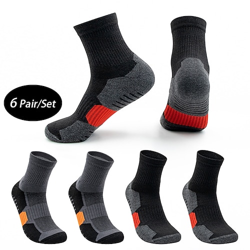 

Men's 6 Pairs Socks Ankle Socks Running Socks Fashion Comfort Color Block Casual Daily Sports Medium Spring, Fall, Winter, Summer Black-green Black-Orange